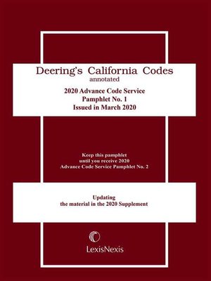 cover image of California Deering's Advance Code Service
